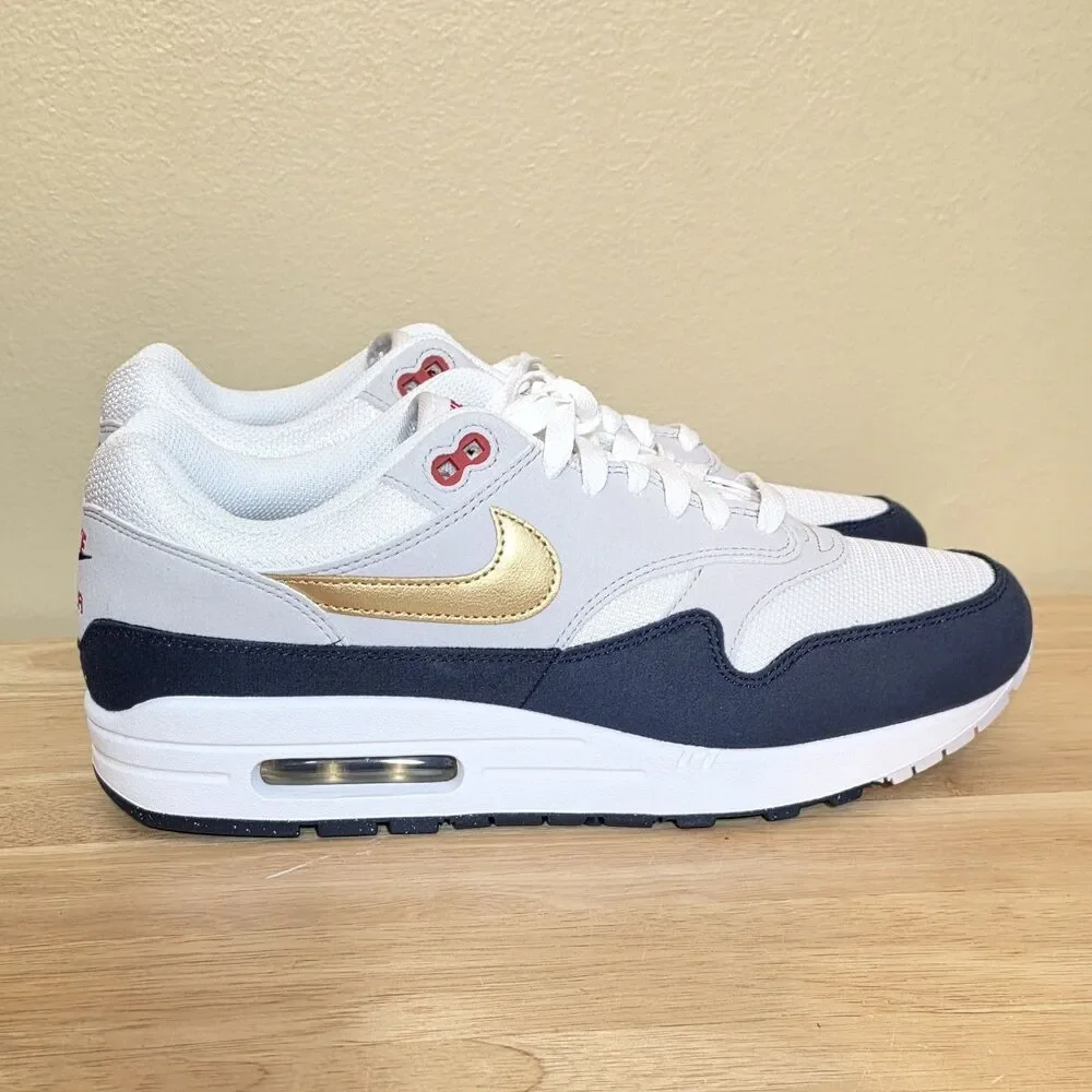 Nike Air Max 1 Olympic Blue White Gold Grey HM9604-400 Men's Size 10